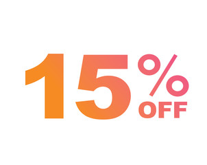 Vector luxury gradient pink to orange fifteen percent off special discount word text