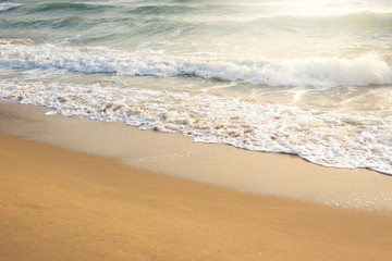 Photograp of small wave in beautiful sunlight.