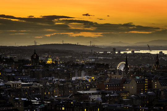 Edinburgh city in golden hour