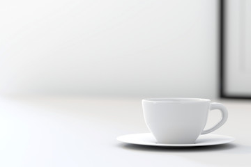a cup in a living room, 3D render