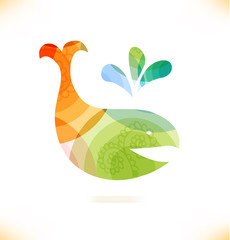 Vector isolated multicolor whale, funny blower