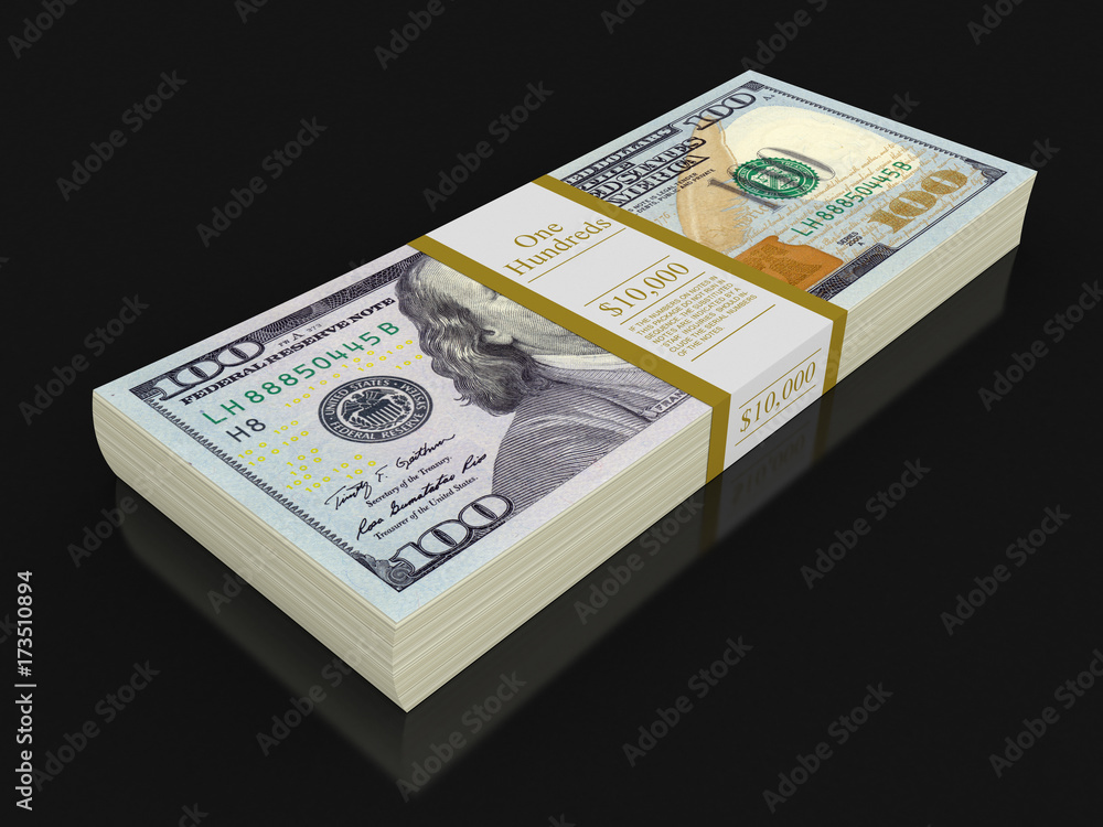 Poster pile of dollars. image with clipping path