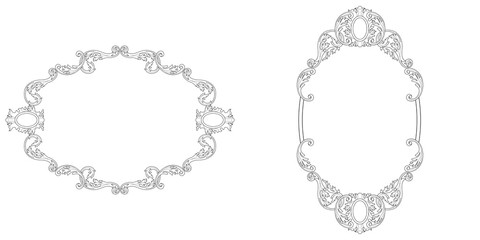 Set of vintage border frame engraving with retro ornament pattern in antique baroque style decorative design. Vector