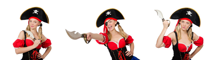 Woman pirate isolated on white