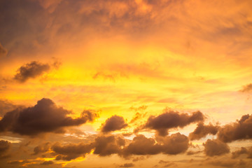 Beautiful cloudy sky when the sunset after big rainning.