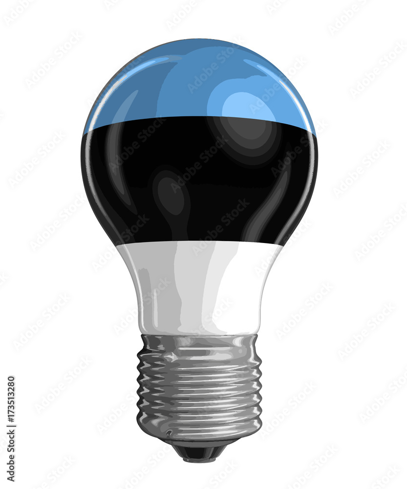 Poster light bulb with estonian flag. image with clipping path