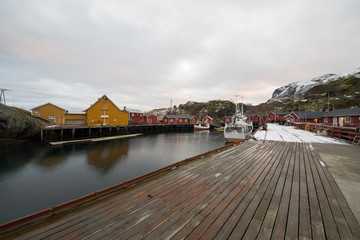 Fototapeta na wymiar Little port in a fisherman`s village, Norway