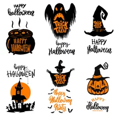 Fototapeten Set of halloween banners. Trick or treat. Halloween monsters. © liubov
