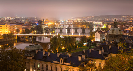 View of Prague at night