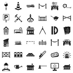 Barrier icons set, simle style
