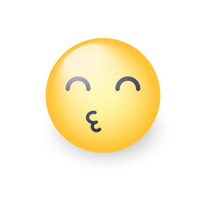 Smiley sending an air kiss with closed eyes. Emoticon face throwing a Kiss. Happy loving emoji for applications and chat.