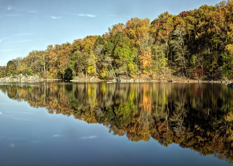 Colorful Autumn Foliage Reflected in Water