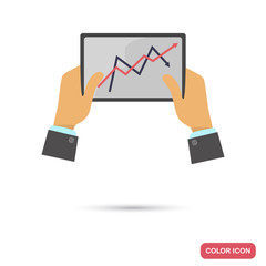 Tablet with schedules color flat icon