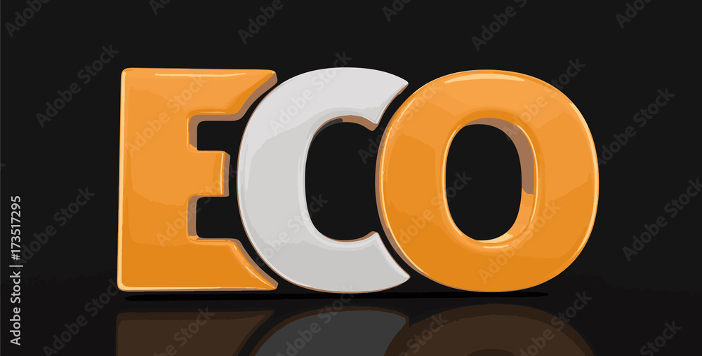 Poster eco text. image with clipping path