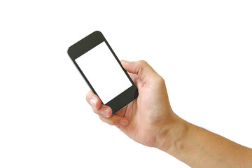 Phone in right hand.