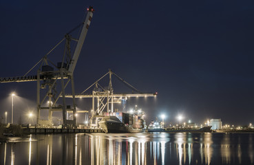 Fototapeta na wymiar seaport at night, panorama