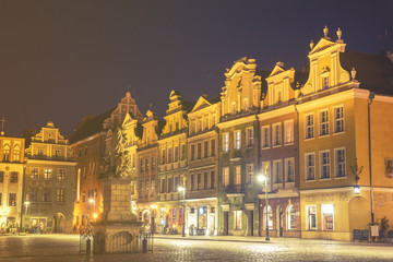 Fototapeta premium evening panorama of Poznan,retro,vintage style