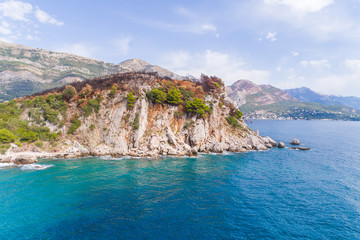 Aerial view of the coast of Montenegro