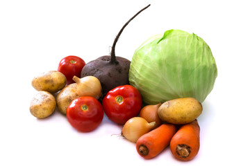 fresh vegetables composition isolated on white