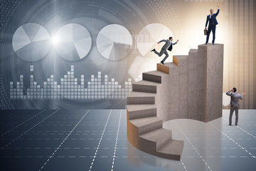Business concept with business people on staircase