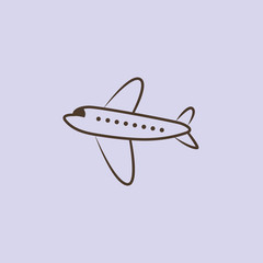 Air plane pictogram, jet or airplane vector icons on color backgrounds