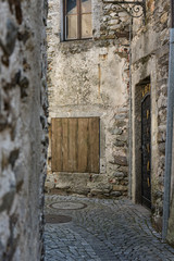 old stone houses and wall in historic acient city old town architecture stlye