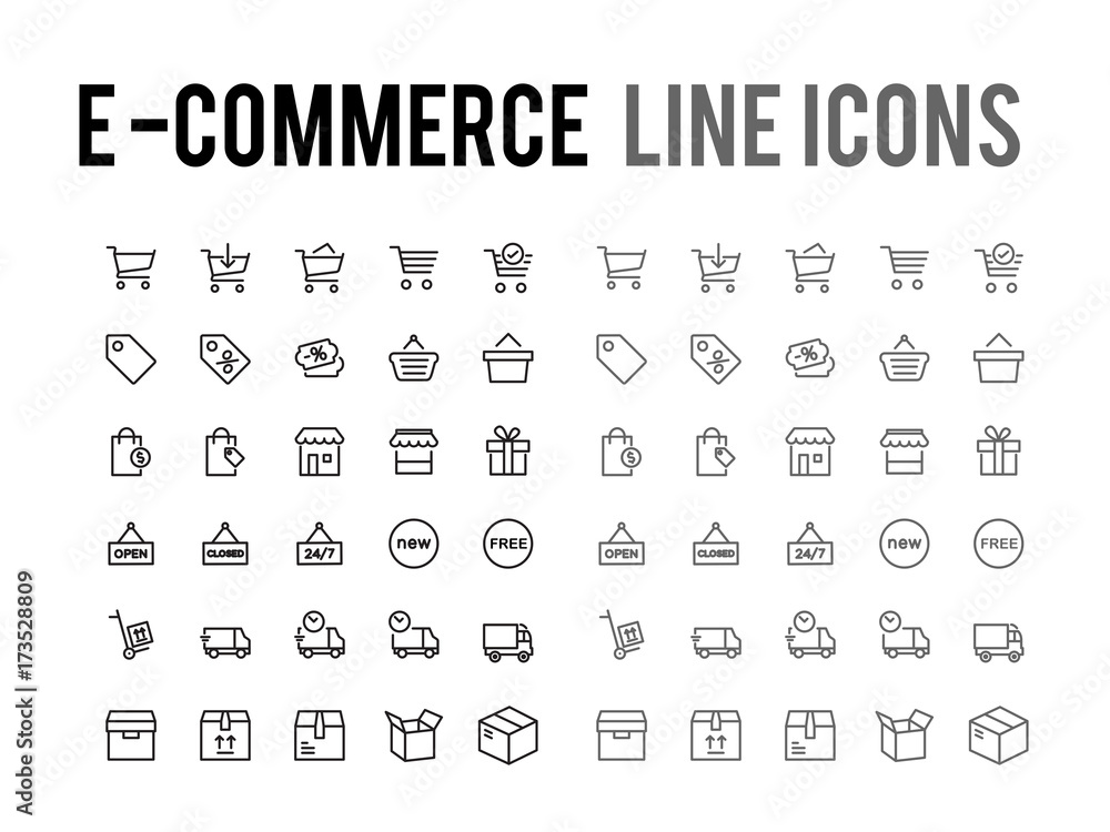 Aufkleber online shopping vector line icon - app and mobile web responsive