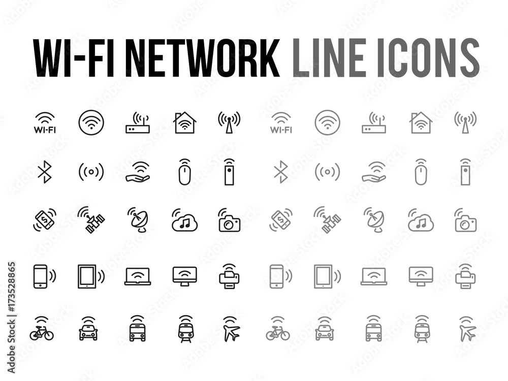 Aufkleber wifi network vector line icon for app, mobile website responsive