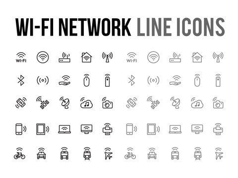 Wifi network vector line icon for app, mobile website responsive