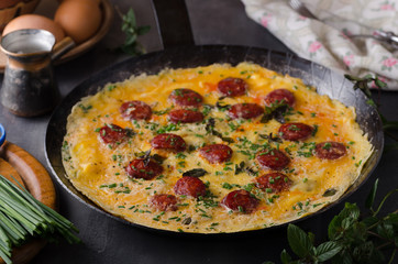 Omelette with sausage