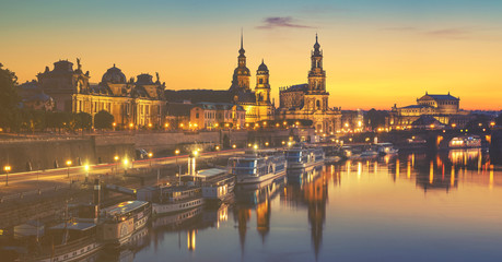 Fototapeta na wymiar Panoramic image of Dresden, Germany-retro,vintage