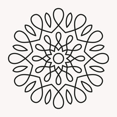 Simple Mandala Shape for Coloring. Vector Mandala. Floral. Flower. Oriental. Book Page. Outline.