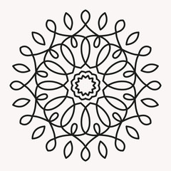 Simple Mandala Shape for Coloring. Vector Mandala. Floral. Flower. Oriental. Book Page. Outline.
