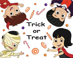 Trick or treat.Halloween poster background card.Vector and illustration.