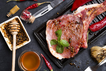 Raw meat, beef steak