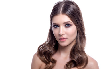 Fototapeta premium Portrait of a beautiful woman with creative hair and makeup