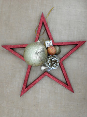 Xmas card with red five-pointed star