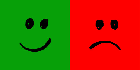 Happy and unhappy smileys
