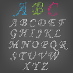 Vector illustration of chalk sketched characters on a blackboard