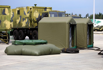 Set of mobile equipment of chemical troops designed for rough decontamination