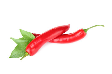 Chili peppers on white background