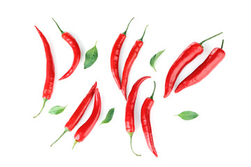 Chili peppers on white background