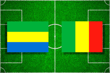 Flag of Gabon - Mali on the football field. football match