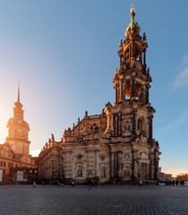 Fototapeta na wymiar Center of Dresden on sunset