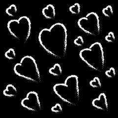 Card with hearts. Ink and brush. Hand painted background. 