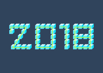 Vector 2018 Happy New Year design on white background.