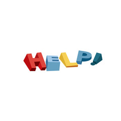 "Help typography". 3d text vector