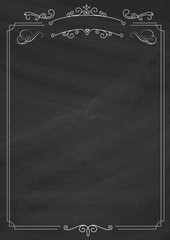 Ornamental retro border and blackboard textured background