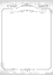 Winter snowflake retro border and white textured background