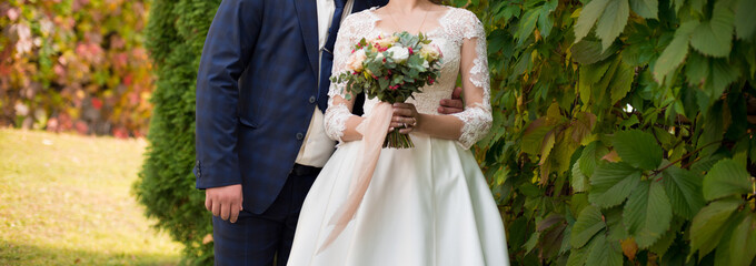 Bride and wedding bouquet